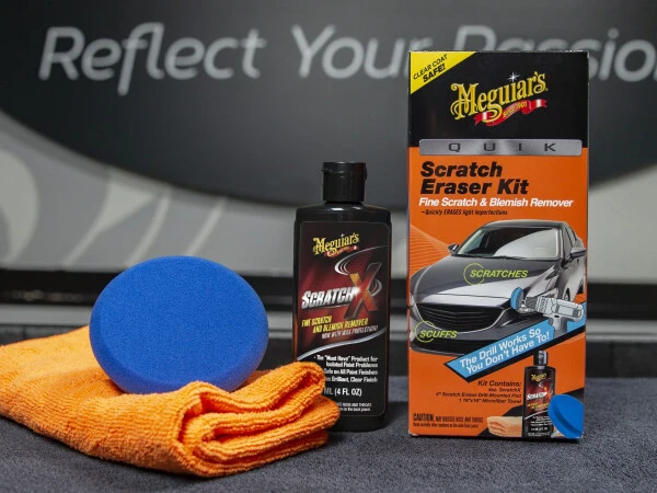 Meguiar's Quik Scratch Eraser Kit, Car Care Kit with ScratchX, Drill-Mounted Pad, and Microfiber Towel, Multi-color- - 4