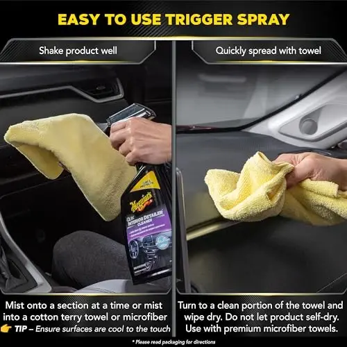 Meguiar's Quik Interior Detailer Cleaner,Quick Detailer Spray Cleans& Refresh Car Interiors,Use On Plastics,Leather & Rubber,Dashboards,Trim In Cars, Trucks & Suvs - 24 Oz Spray Bottle (Pack of 6) - 5