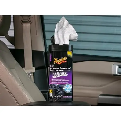 Meguiar's Quik Interior Detailer Wipes, 25 Wipes | Non-Greasy Formula Cleans & Protects All Interior Surfaces, Easy Cleaning & Detailer, All Surface Car Wipe with UV Protection - 4