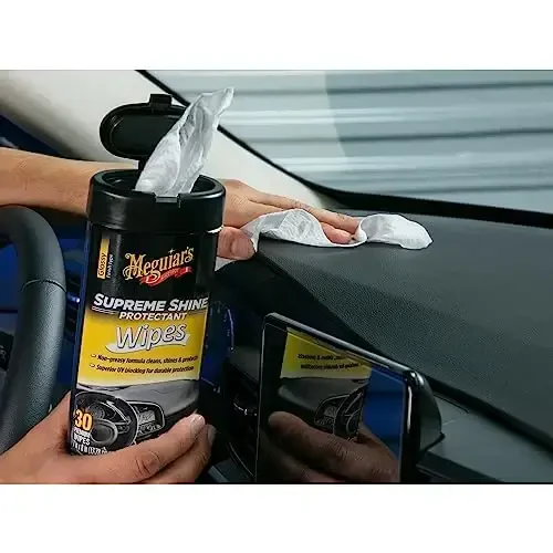 Meguiar's Supreme Shine Protectant Wipes - Convenient Protectant Wipes with UV Blocking for Durable Protection, Premium Car Wipe that Clean and Leave a Non-Greasy Glossy Shine, 30 Count - 5