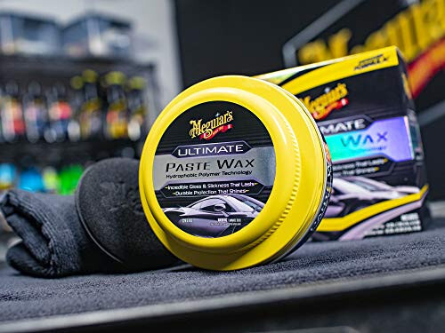 Meguiar's Ultimate Paste Wax - Премиальная автомобильная паста для глубокого, зеркального блеска с долговечной защитой - Легко наносится и удаляется, в комплекте микрофибровая салфетка и аппликатор, 8 унций пасты - 4