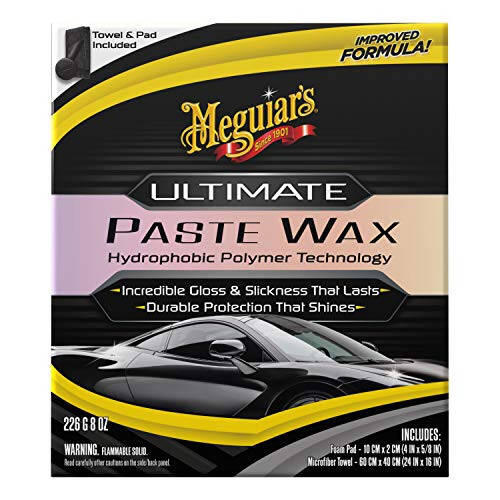 Meguiar's Ultimate Paste Wax - Premium Car Wax for a Deep, Reflective Shine Gloss with Long-Lasting Protection - Easy to Apply and Remove, Microfiber Towel and Applicator Included, 8 Oz Paste - 2