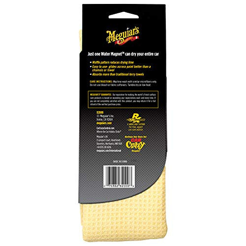 Meguiar's Water Magnet Microfiber Drying Towel - Premium Car Drying Towel That's Super Plush, Water Absorbent & Scratch-Free - 1 Pack, Yellow - 3