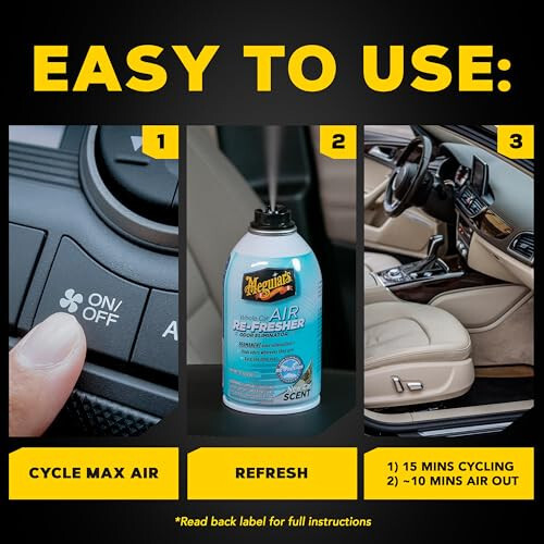 Meguiar's Whole Car Air Re-Fresher Odor Eliminator Mist - New Car Scent, Aerosol - Car Odor Remover & Car Freshener That Leaves a New Car Smell - 2 Oz - 6