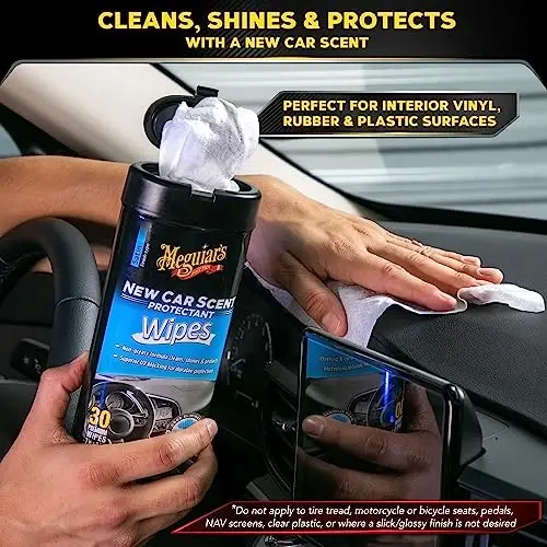 Meguiar's New Car Scent Protectant Wipes - Easy to Use Wipes that Protect and Freshen Your Interior - Ideal for Car Detailing & Maintenance - 30 Ct (Pack of 6) - 2