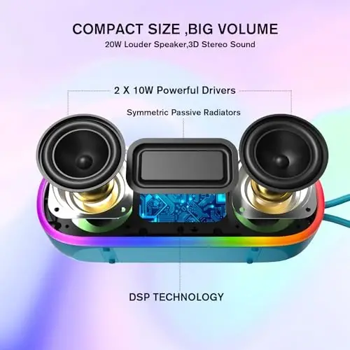 MEGUO Bluetooth Speakers,IPX7 Waterproof Speaker with 20W Powerful Sound,Portable Wireless Speakers with Extral Bass,for Beach Pool Camping Outdoors,Christmas/Birthday Gift for Men,Women,Friends - 2