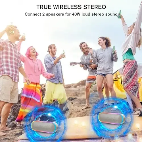 MEGUO Bluetooth Speakers,IPX7 Waterproof Speaker with 20W Powerful Sound,Portable Wireless Speakers with Extral Bass,for Beach Pool Camping Outdoors,Christmas/Birthday Gift for Men,Women,Friends - 6