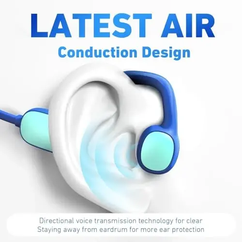 Mehomeli Kids Headphones, Bluetooth 5.2 Air Conduction Open Ear Headphones, 85dB Volume Limiting, Blue Pink - 2