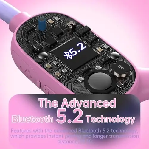 Mehomeli Kids Headphones, Bluetooth 5.2 Air Conduction Open Ear Headphones, 85dB Volume Limiting, Blue Pink - 5