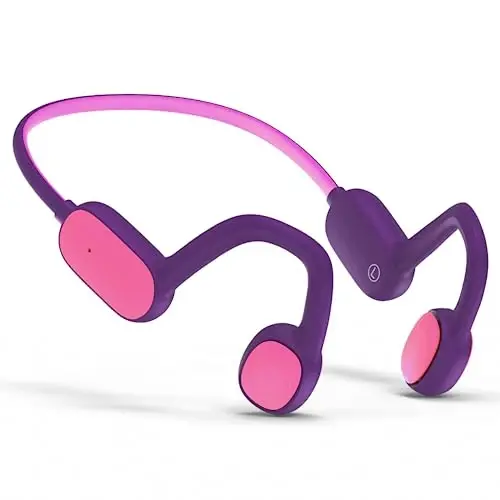 Mehomeli Kids Headphones, Bluetooth 5.2 Air Conduction Open Ear Headphones, 85dB Volume Limiting, Stereo Sound with Mic, IPX5 Waterproof, 20H Playtime, Perfect for School and Outdoor Activities-Purple 