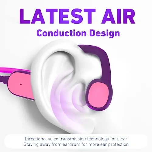 Mehomeli Kids Headphones, Bluetooth 5.2 Air Conduction Open Ear Headphones, 85dB Volume Limiting, Stereo Sound with Mic, IPX5 Waterproof, 20H Playtime, Perfect for School and Outdoor Activities-Purple - MEHOMELI (1)