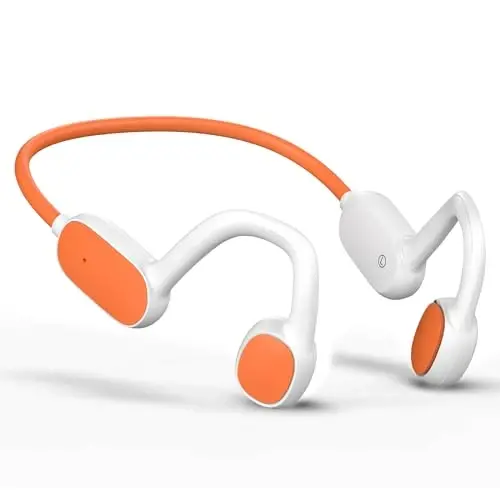 Mehomeli Kids Headphones, Bluetooth 5.2 Air Conduction Open Ear Headphones, 85dB Volume Limiting, Stereo Sound with Mic, IPX5 Waterproof, 20H Playtime, Perfect for School and Outdoor Activities-White 