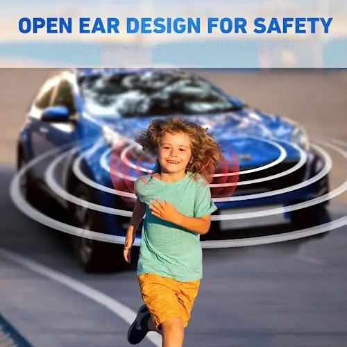 Mehomeli Kids Headphones, Bluetooth 5.2 Air Conduction Open Ear Headphones, 85dB Volume Limiting, Stereo Sound with Mic, IPX5 Waterproof, 20H Playtime, Perfect for School and Outdoor Activities-Blue - 4