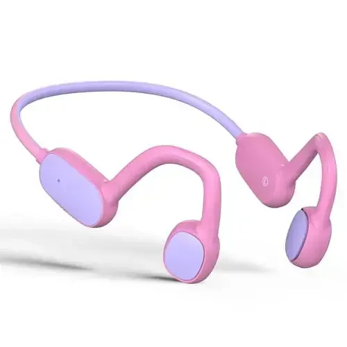 Mehomeli Kids Headphones, Bluetooth 5.2 Air Conduction Open Ear Headphones, 85dB Volume Limiting, Stereo Sound with Mic, IPX5 Waterproof, 20H Playtime, Perfect for School and Outdoor-Pink - MEHOMELI