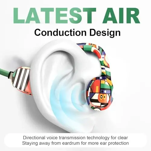 Mehomeli Kids Headphones, Bluetooth 5.2 Air Conduction Open Ear Headphones, 85dB Volume Limiting-Yellow - 2