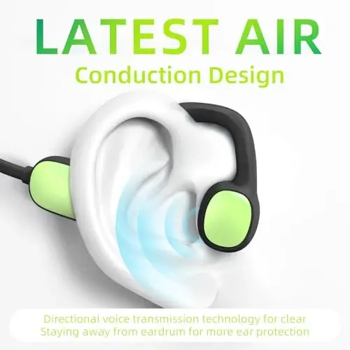 Mehomeli Kids Headphones, Bluetooth 5.2 Air Conduction Open Ear Headphones, 85dB Volume Limiting-Green - 2