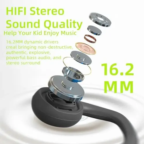 Mehomeli Kids Headphones, Bluetooth 5.2 Air Conduction Open Ear Headphones, 85dB Volume Limiting-Green - 4