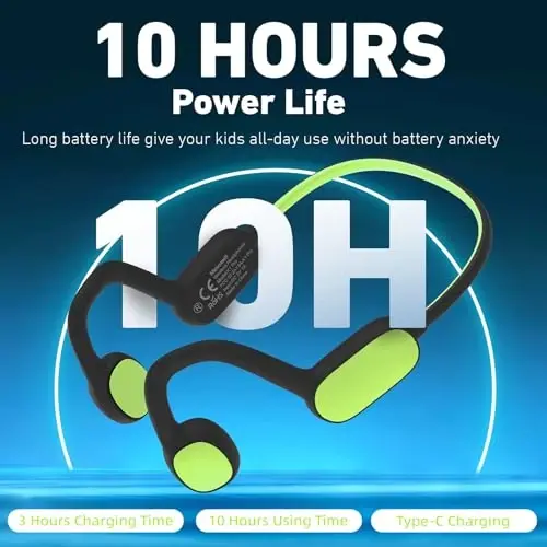 Mehomeli Kids Headphones, Bluetooth 5.2 Air Conduction Open Ear Headphones, 85dB Volume Limiting-Green - 6