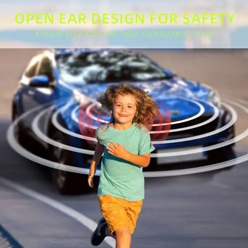 Mehomeli Kids Headphones, Bluetooth 5.2 Air Conduction Open Ear Headphones, 85dB Volume Limiting-Green - 7