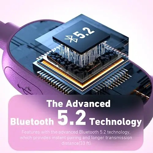 Mehomeli Kids Eshitish vositalari, Bluetooth 5.2 havo o'tkazuvchan ochiq quloqli eshitish vositalari, 85 dB ovoz balandligini cheklash, mikrofonli stereo ovoz, IPX5 suv o'tkazmaydigan, 20 soatlik o'yin vaqti, maktab va ochiq havoda mashg'ulotlar uchun ideal - binafsha - 5