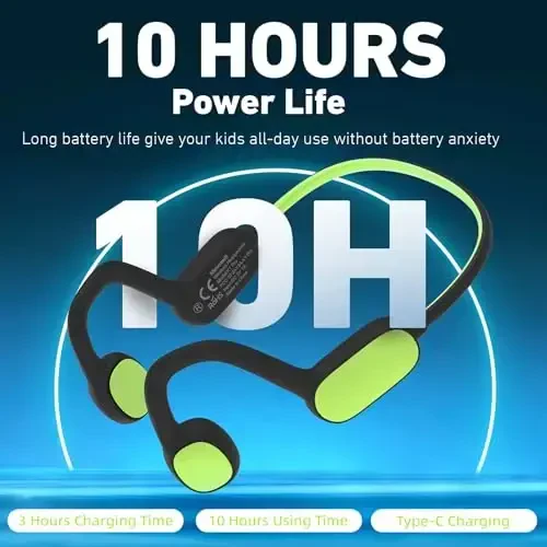 Mehomeli Kids Headphones, Bluetooth 5.2 Air Conduction Open Ear Headphones, 85dB Volume Limiting-Green - 6