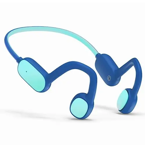 Mehomeli Kids Headphones, Bluetooth 5.2 Air Conduction Open Ear Headphones, 85dB Volume Limiting, Stereo Sound with Mic, IPX5 Waterproof, 20H Playtime, Perfect for School and Outdoor Activities-Blue - MEHOMELI