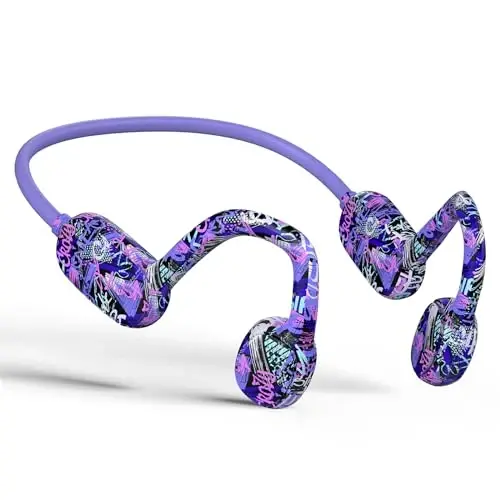 Mehomeli Kids Headphones, Bluetooth 5.2 Air Conduction Open Ear Headphones, 85dB Volume Limiting, Stereo Sound with Mic, IPX5 Waterproof, 20H Playtime, Perfect for School and Outdoor - Deep Blue - MEHOMELI