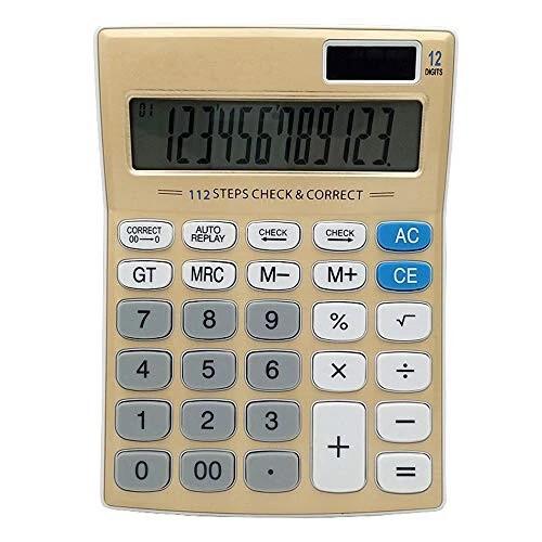 Meichoon Desktop Calculator Standard Function Solar Battery Dual Power with 12 Digit Large LCD Display Basic Calculating Machine for Office/Home Elegant Design KA05 - Meichoon (1)