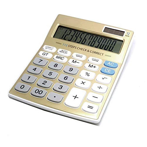 Meichoon Desktop Calculator Standard Function Solar Battery Dual Power with 12 Digit Large LCD Display Basic Calculating Machine for Office/Home Elegant Design KA05 - 1