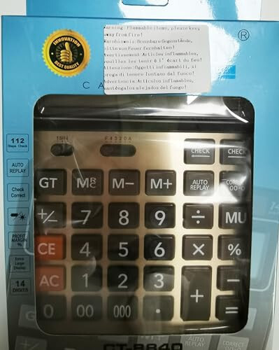 Meichoon Solar Battery Calculator Dual Power Large Standard Function Desktop Business Calculator with 14 Digit Large LCD Display Convenient for Office & Home KA06 Gold - 4