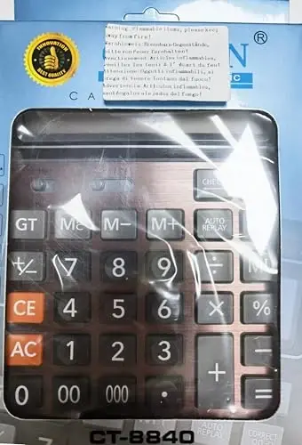 Meichoon Solar Battery Calculator Dual Power Large Standard Function Desktop Business Calculator with 14 Digit Large LCD Display Convenient for Office & Home KA06 Red - 5