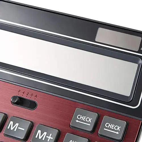 Meichoon Solar Battery Calculator Dual Power Large Standard Function Desktop Business Calculator with 14 Digit Large LCD Display Convenient for Office & Home KA06 Red - 2