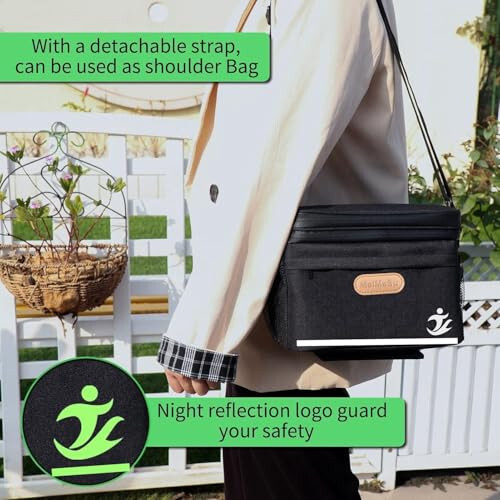 MeiMeSu Bike Handlebar Bag Bike Basket Front Bag Waterproof with Touch Screen Phone Holder, Bike Bicycle Basket Insulated Cooler Lunch Bag - 2