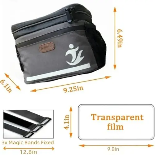 MeiMeSu Bike Handlebar Bag Bike Basket Front Bag Waterproof with Touch Screen Phone Holder, Bike Bicycle Basket Insulated Cooler Lunch Bag - 2