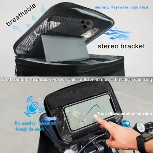 MeiMeSu Bike Handlebar Bag Bike Basket Front Bag Waterproof with Touch Screen Phone Holder, Bike Bicycle Basket Insulated Cooler Lunch Bag - MeiMeSu