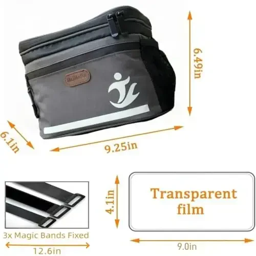 MeiMeSu Bike Handlebar Bag Bike Basket Front Bag Waterproof with Touch Screen Phone Holder, Bike Bicycle Basket Insulated Cooler Lunch Bag - 2