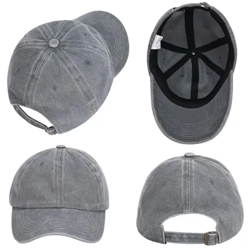 MEINICY 3 Pack Washed Plain Baseball Cap, Retro Adjustable Dad Hats Gift for Men/Women,Unstructured/Cotton - 6