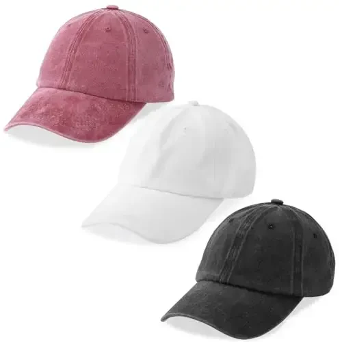 MEINICY 3 Pack Washed Plain Baseball Cap, Retro Adjustable Dad Hats Gift for Men/Women,Unstructured/Cotton - MEINICY