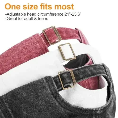 MEINICY 3 Pack Washed Plain Baseball Cap, Retro Adjustable Dad Hats Gift for Men/Women,Unstructured/Cotton - 4