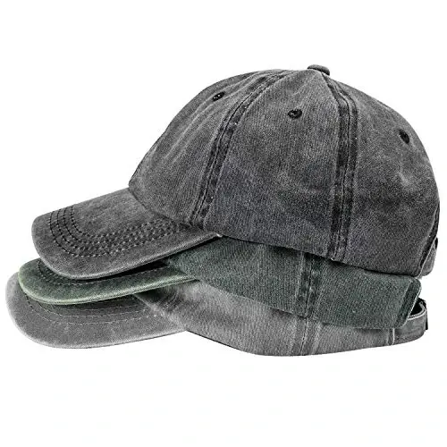 MEINICY 3 Pack Washed Plain Baseball Cap, Retro Adjustable Dad Hats Gift for Men/Women,Unstructured/Cotton 