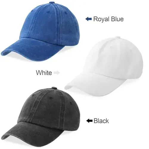 MEINICY 3 Pack Washed Plain Baseball Cap, Retro Adjustable Dad Hats Gift for Men/Women,Unstructured/Cotton - 6