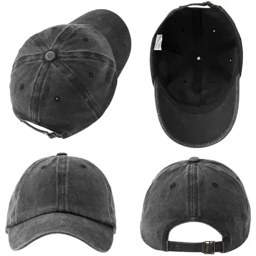 MEINICY 3 Pack Washed Plain Baseball Cap, Retro Adjustable Dad Hats Gift for Men/Women,Unstructured/Cotton - 7