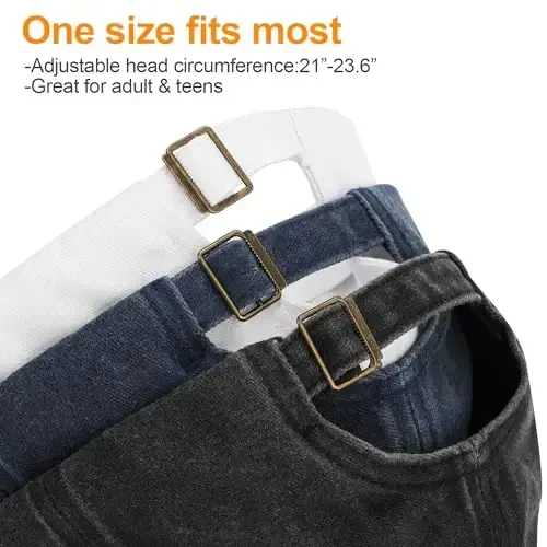 MEINICY 3 Pack Washed Plain Baseball Cap, Retro Adjustable Dad Hats Gift for Men/Women,Unstructured/Cotton - 4