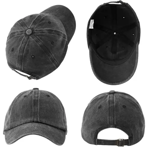 MEINICY 3 Pack Washed Plain Baseball Cap, Retro Adjustable Dad Hats Gift for Men/Women,Unstructured/Cotton - 6
