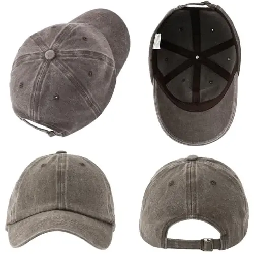 MEINICY 3 Pack Washed Plain Baseball Cap, Retro Adjustable Dad Hats Gift for Men/Women,Unstructured/Cotton - 6