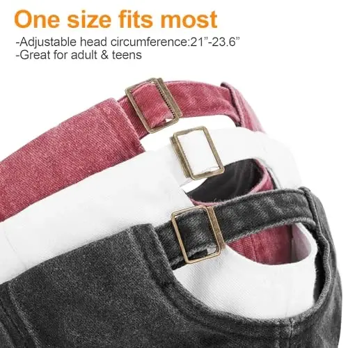 MEINICY 3 Pack Washed Plain Baseball Cap, Retro Adjustable Dad Hats Gift for Men/Women,Unstructured/Cotton - 4