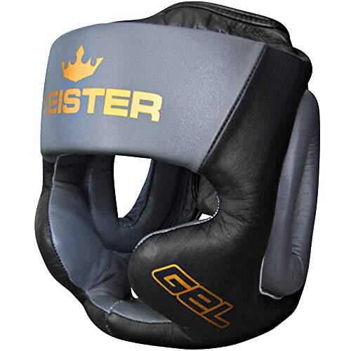 Meister Gel Full-Face Training Head Guard for MMA, Boxing & Muay Thai - Black/Charcoal - XX-Large - 1