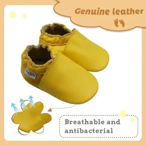 Mejale Baby Leather Shoes Infant Toddler Moccasins Boys Girls Pre-Walkers | Soft Non-slip Sole, Breathable Lightweight Leather, Flexible&Comfort, First Walking Slipper,Fits 0-36M - MEJALE (1)