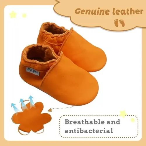 Mejale Baby Leather Shoes Infant Toddler Soft Sole Moccasins Shoes Boys Girls Pre-Walkers - 2