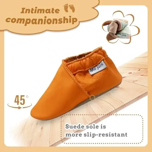 Mejale Baby Leather Shoes Infant Toddler Soft Sole Moccasins Shoes Boys Girls Pre-Walkers - 3